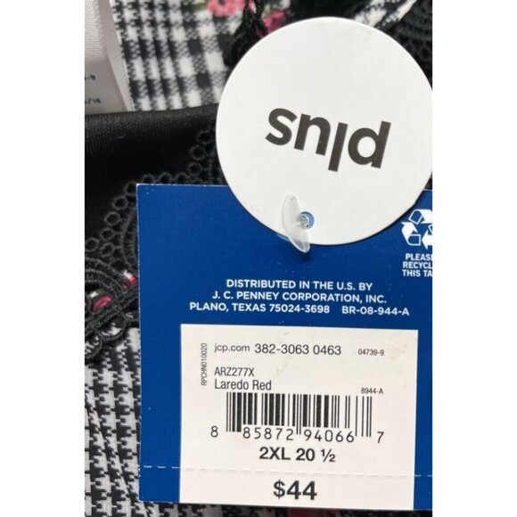 Arizona Necklace Blouse Girls Plus 2XL 20.5 Black Red Floral Cold Shoulder New - Picture 12 of 12